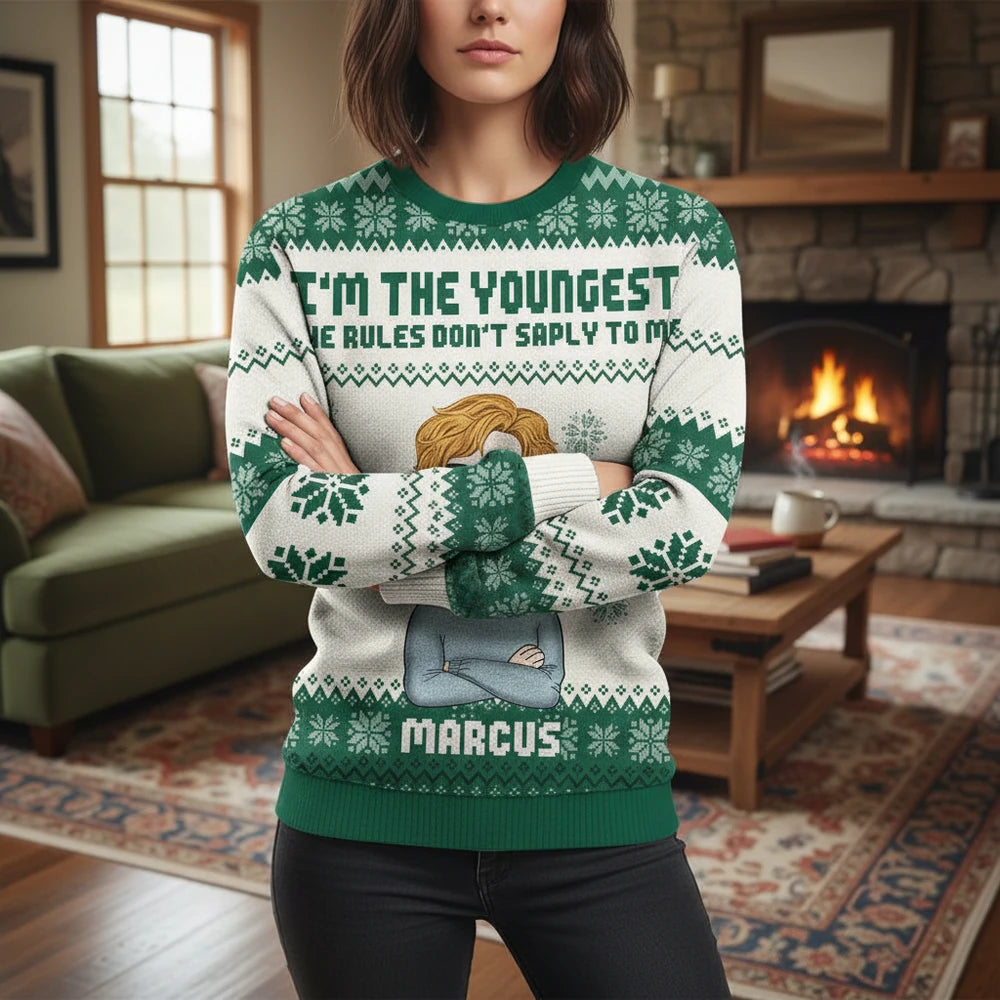Custom Personalized Sweater with Photo Upload and Funny Family Text main product photo