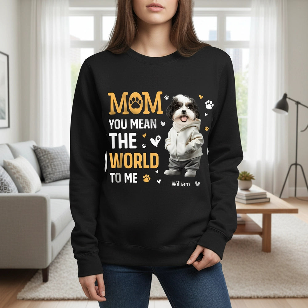 Custom Photo Upload Hoodie with MOM YOU MEAN THE WORLD TO ME Design main product
