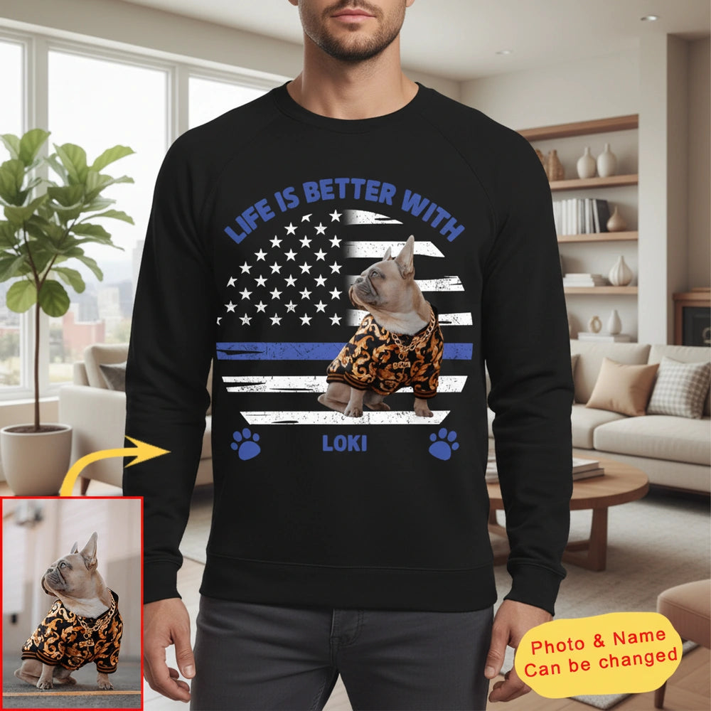 Thin Blue Line Custom T-Shirt For Polices Dog Lovers main product photo