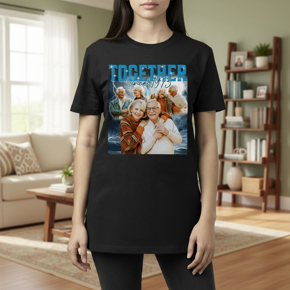 Custom Photo Upload T-Shirt with Together Since Text main product photo