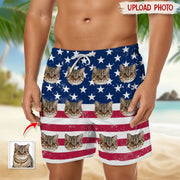 Custom Photo Upload Beach Shorts with American Flag & Stars main product photo