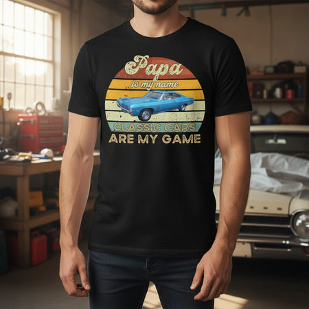 Custom Personalized T-Shirt with Vintage Sunset and Classic Car main product photo