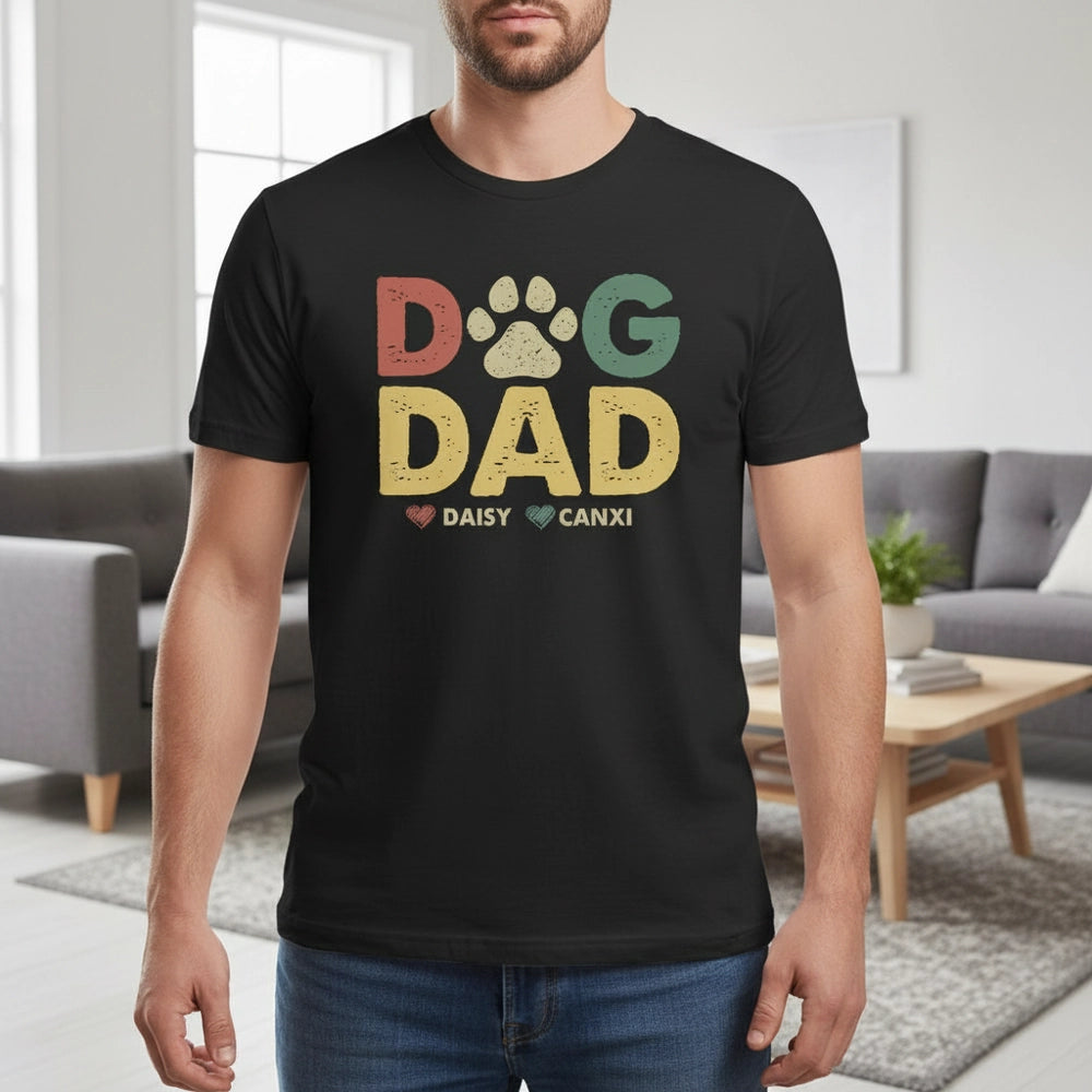 Custom Personalized Dog Dad T-Shirt with Paw Print main product photo