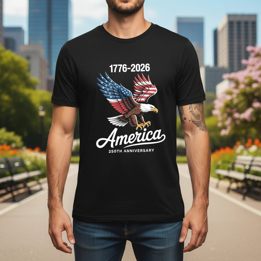 Celebrate 250 Years of America USA Anniversary 1776-2026 Dark Shirt main product photo