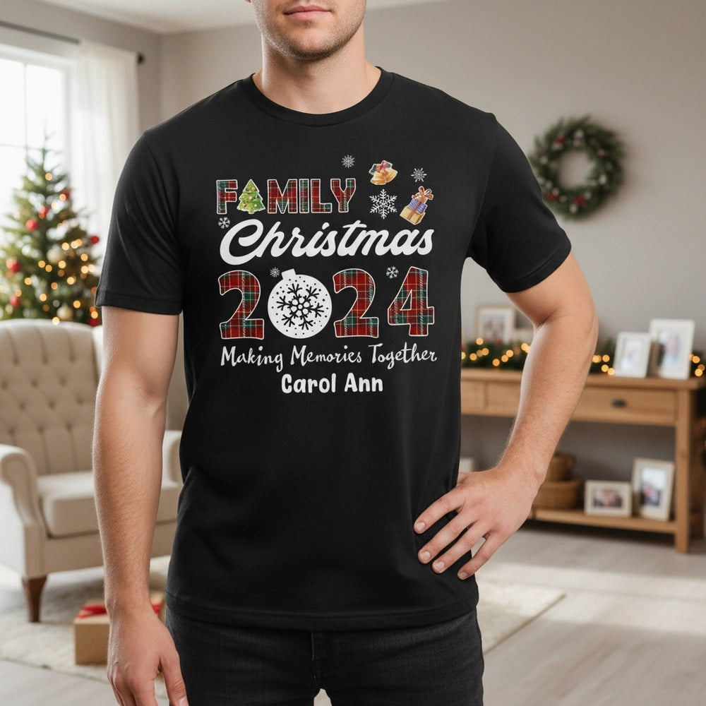 Custom Personalized Family Christmas T-Shirt Making Memories Together main product photo