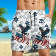 Custom Personalized Beach Shorts with Eagle Fireworks & American Flag main product photo