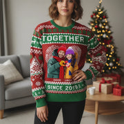 Custom Photo Upload Sweater with Together Since Holiday Pattern main product photo