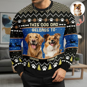 Custom Photo Upload This Dog Dad Belongs To Sweater with Paw Prints main product photo