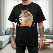 Custom Cute Cat Photo Retro Dark T-Shirt For Cat Lovers main product photo