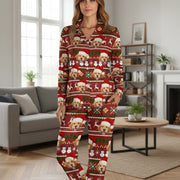 Custom Photo Upload Pajamas with Golden Retriever Holiday Pattern main product photo