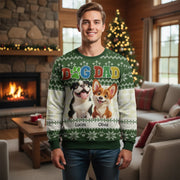Custom Personalized Dog Dad Sweater with Snowflake Pattern main product photo