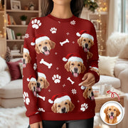 Custom Photo Upload Sweater with Santa Hat Dogs and Snowflakes main product photo