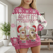 Custom Photo Upload Christmas Would Be Boring Without Us Cat Sweater main product photo