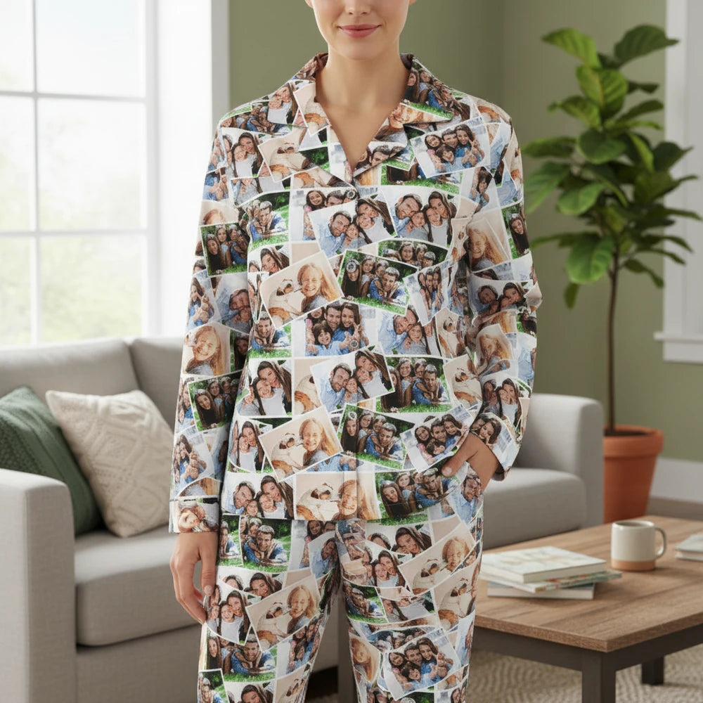 Custom Photo Upload Pajamas with Scattered Photo Collage main product photo