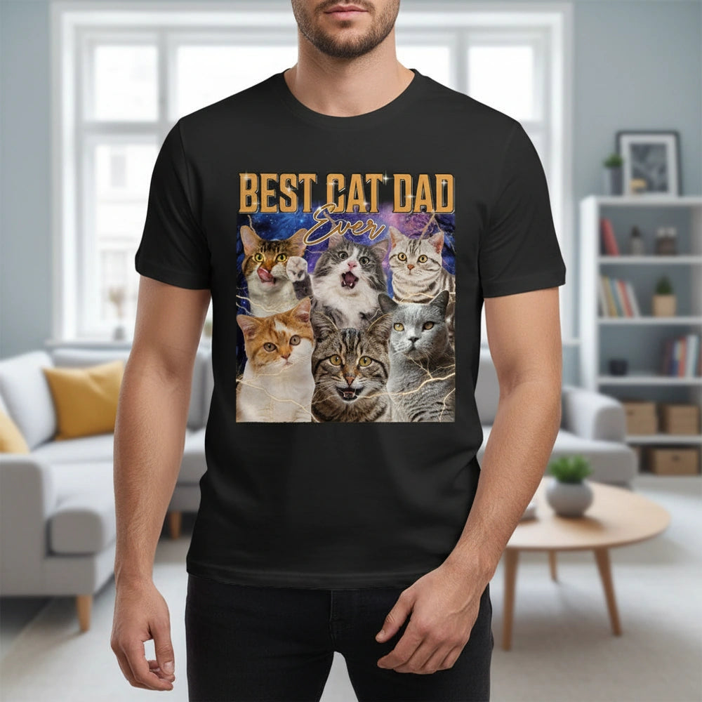 Custom Photo Upload Best Cat Dad Ever T-Shirt main product photo