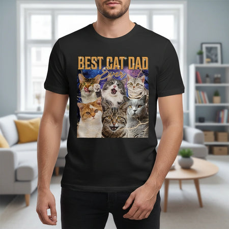 Custom Photo Upload Best Cat Dad Ever T-Shirt main product photo