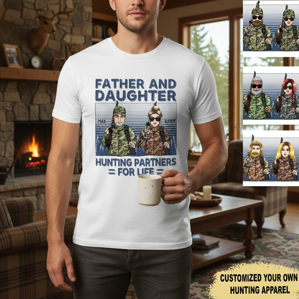 Custom Personalized T-Shirt Father and Daughter Hunting Partners for Life main product photo