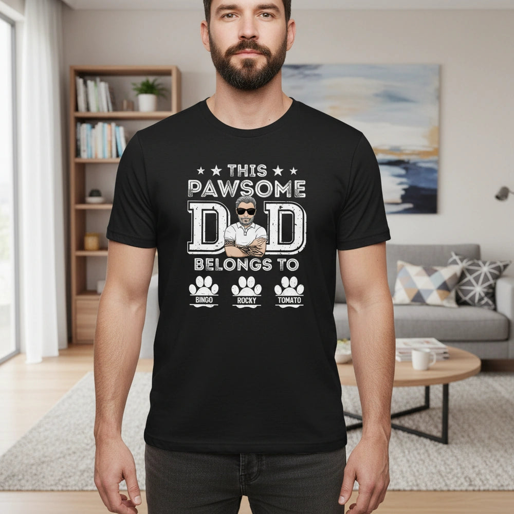 Custom Personalized This Pawsome Dad T-Shirt with Photo Upload main product photo