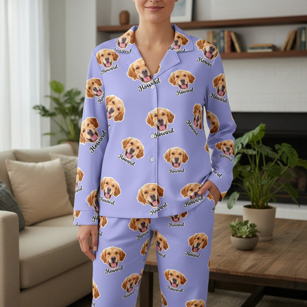 Custom Photo Upload Dog Face Pajamas with Personalized Name main product photo
