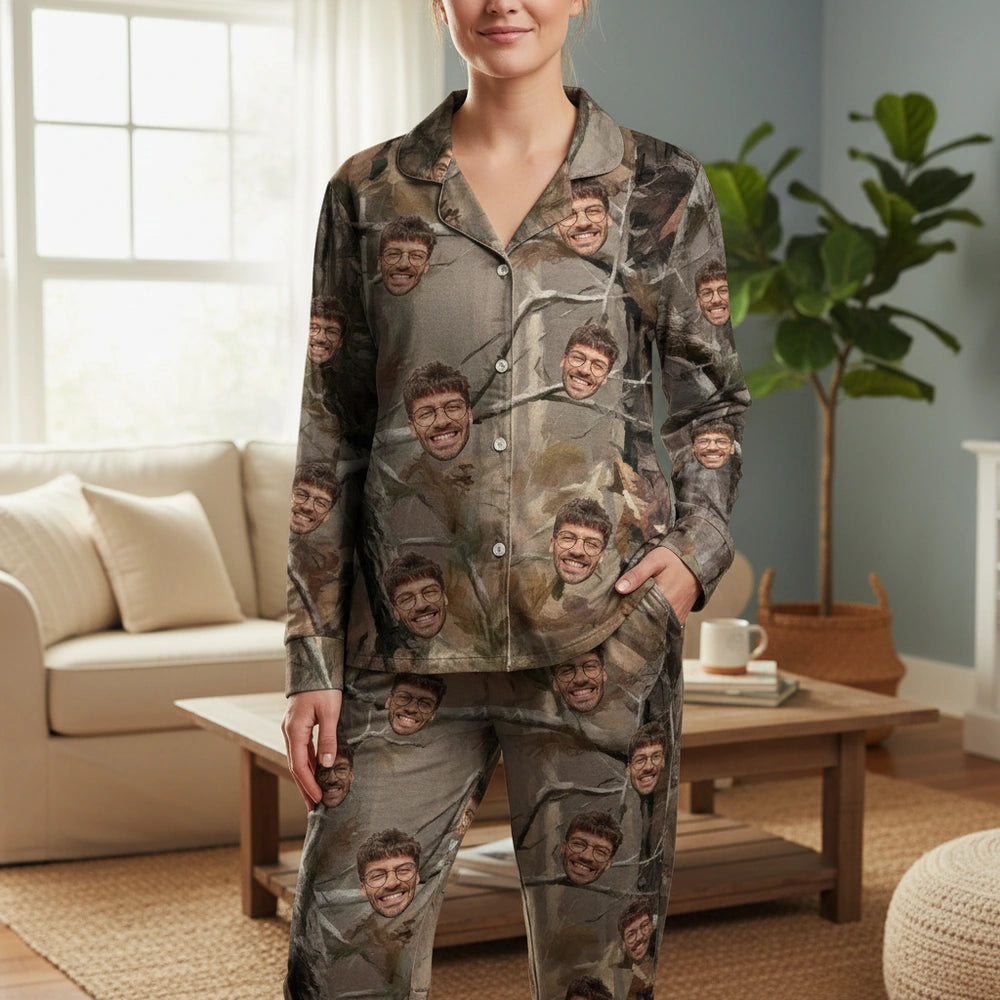 Custom Photo Upload Pajamas with Camo Background main product photo