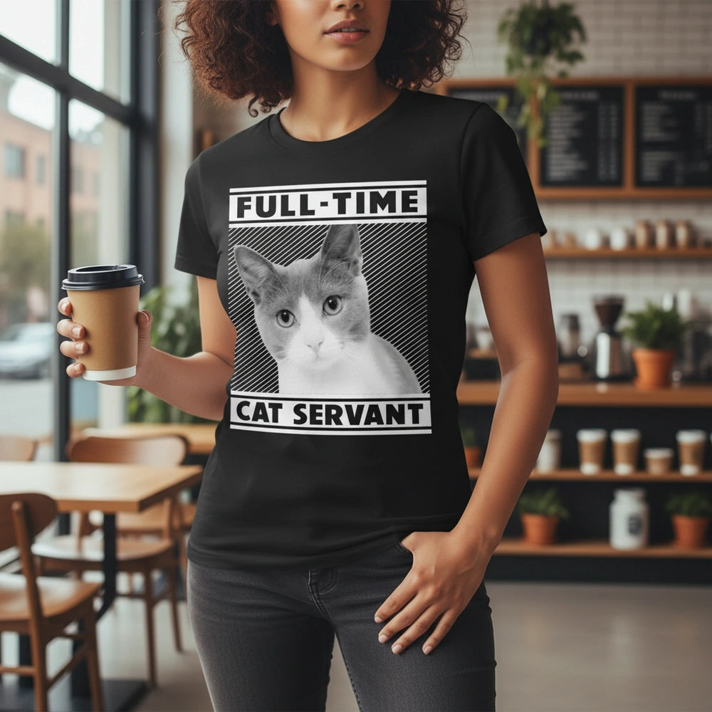 Custom Photo Upload Full-Time Cat Servant T-Shirt main product photo
