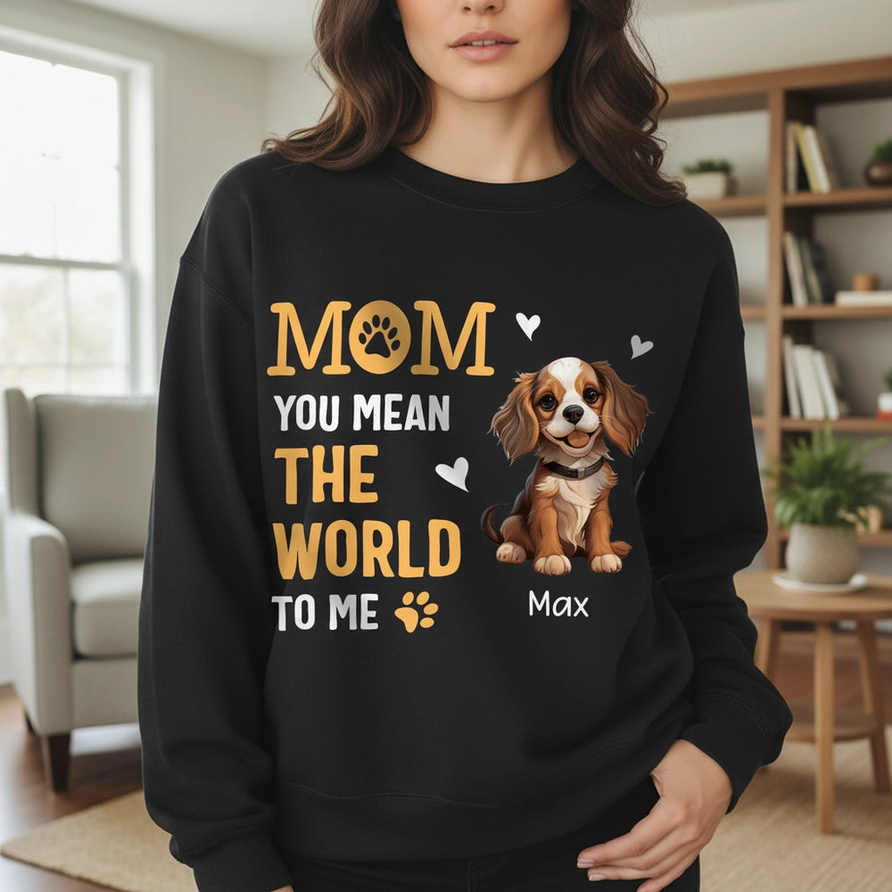 Custom Photo Hoodie with Dog & Mom You Mean The World To Me main product