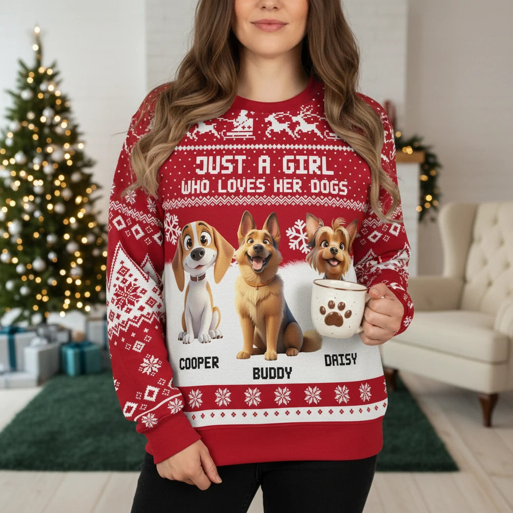 Custom Personalized Just A Girl Who Loves Her Dogs Sweater main product photo