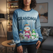 Custom Personalized Grandma Sweater with Snowman Family Design main product photo