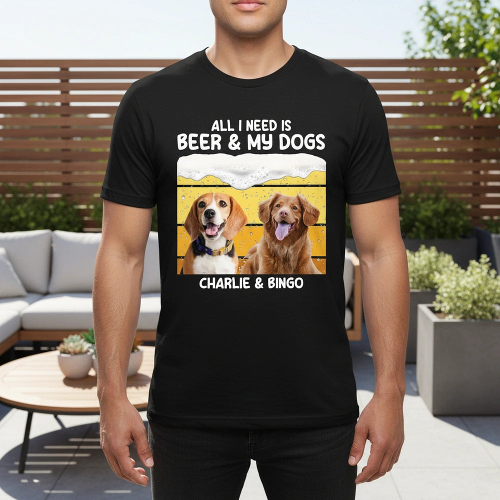 Custom Photo Upload All I Need Is Beer & My Dogs T-Shirt main product photo