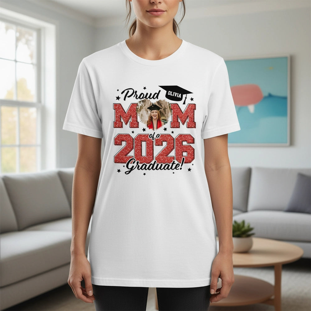 Custom Photo Upload Proud Mom of a Graduate T-Shirt main product photo