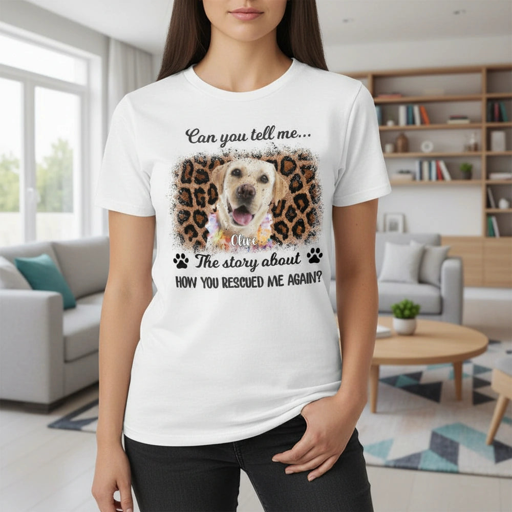Custom Photo T-Shirt with Leopard Print Frame & Paw Prints main product photo