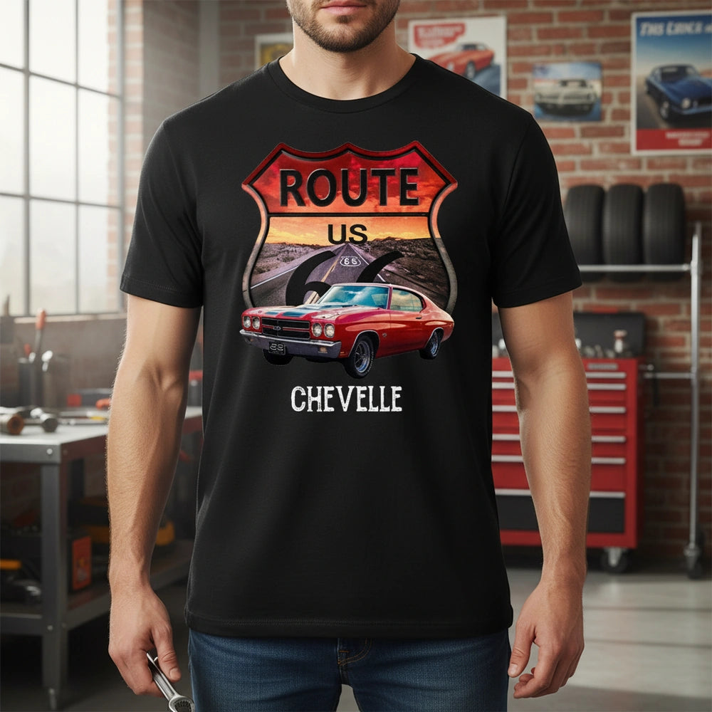 Custom Photo T-Shirt with Route 66 Chevelle Design main product photo