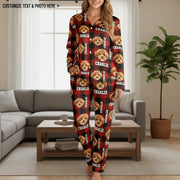 Custom Photo Upload Pajamas with Buffalo Plaid and Dog Faces main product photo