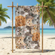 Custom Photo Upload Beach Towel with Cat Faces Collage main product photo