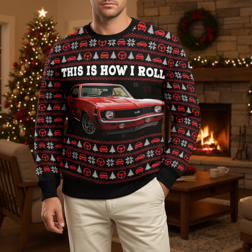 Custom Photo Upload Sweater This Is How I Roll Red Muscle Car main product photo