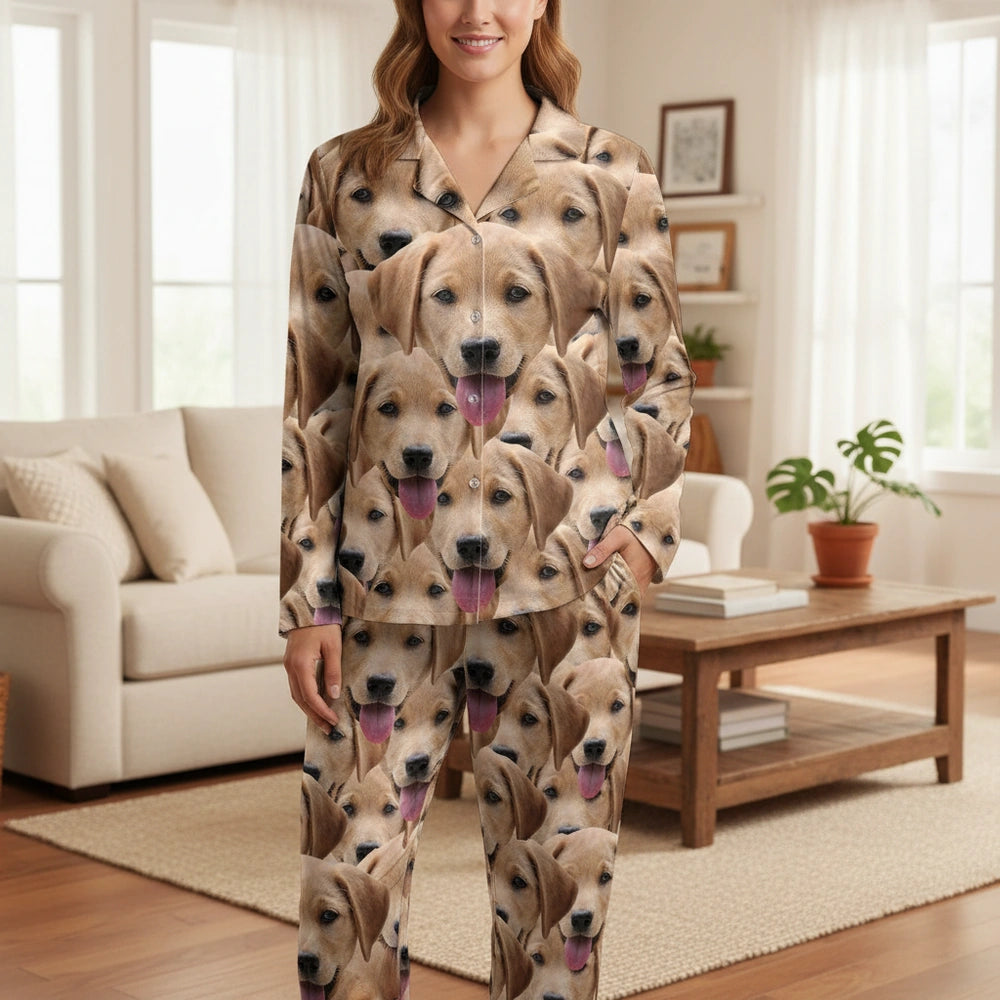 Custom Photo Upload Pajamas with Golden Retriever Faces main product photo