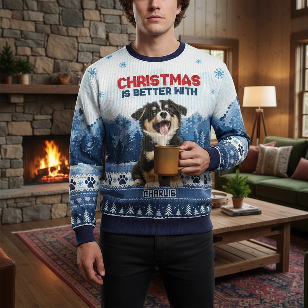 Custom Photo Upload Christmas Is Better With Sweater featuring Dog main product photo
