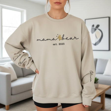 Custom Personalized Mama Bear Sweatshirt with Teddy Bear Graphic main product photo