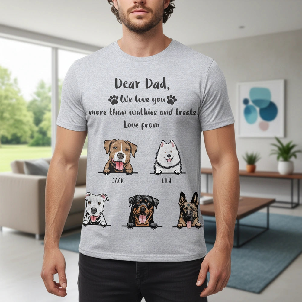 Custom Personalized Dog T-Shirt with Paw Prints for Dad main product photo