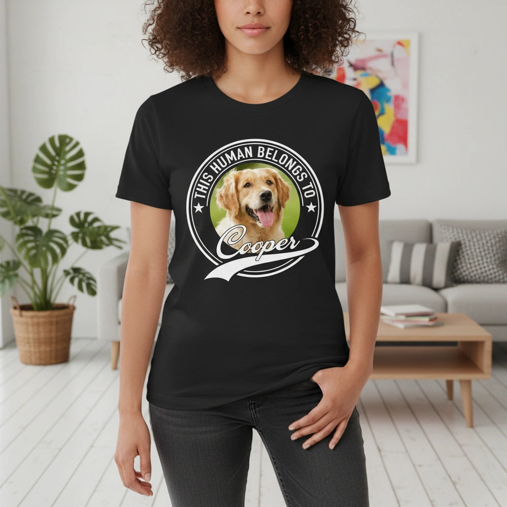 Human Belongs To Dog Cat Custom Photo Pet Backside Shirt main product photo