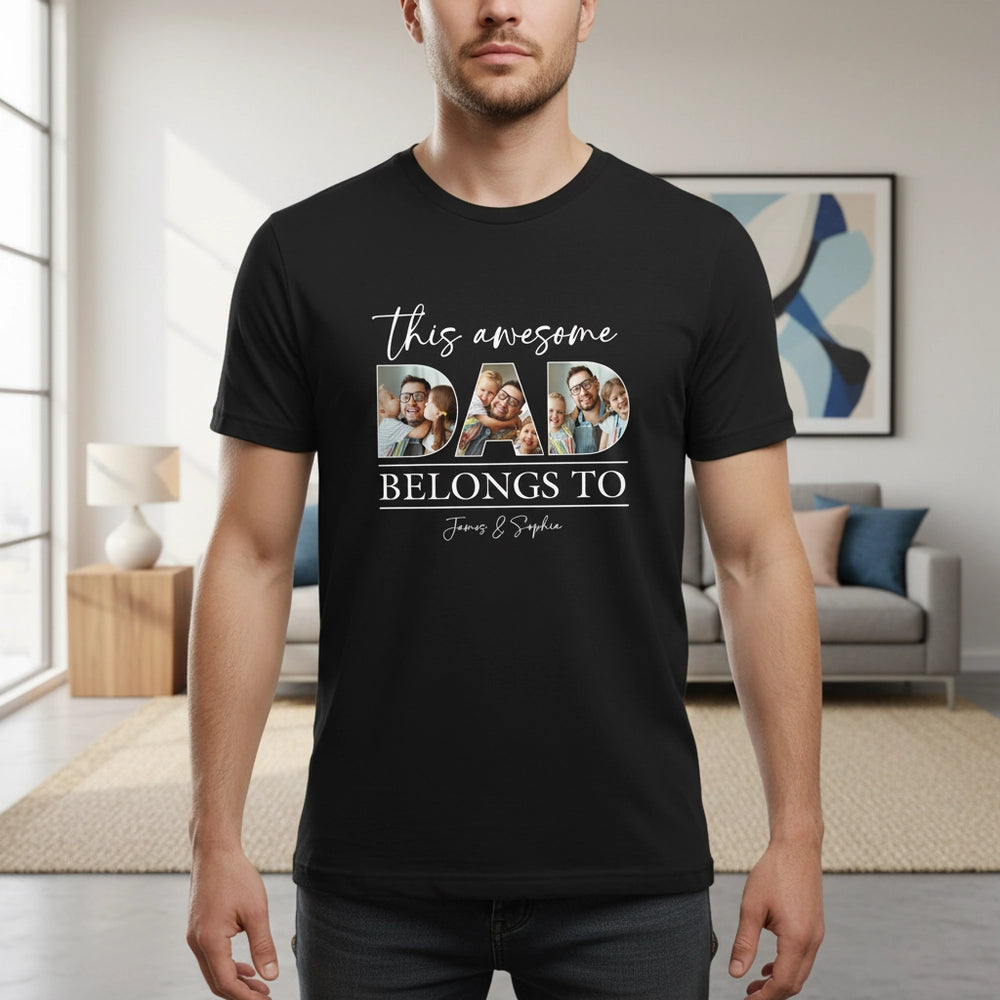 Custom Photo Upload T-Shirt This Awesome Dad Belongs To main product photo