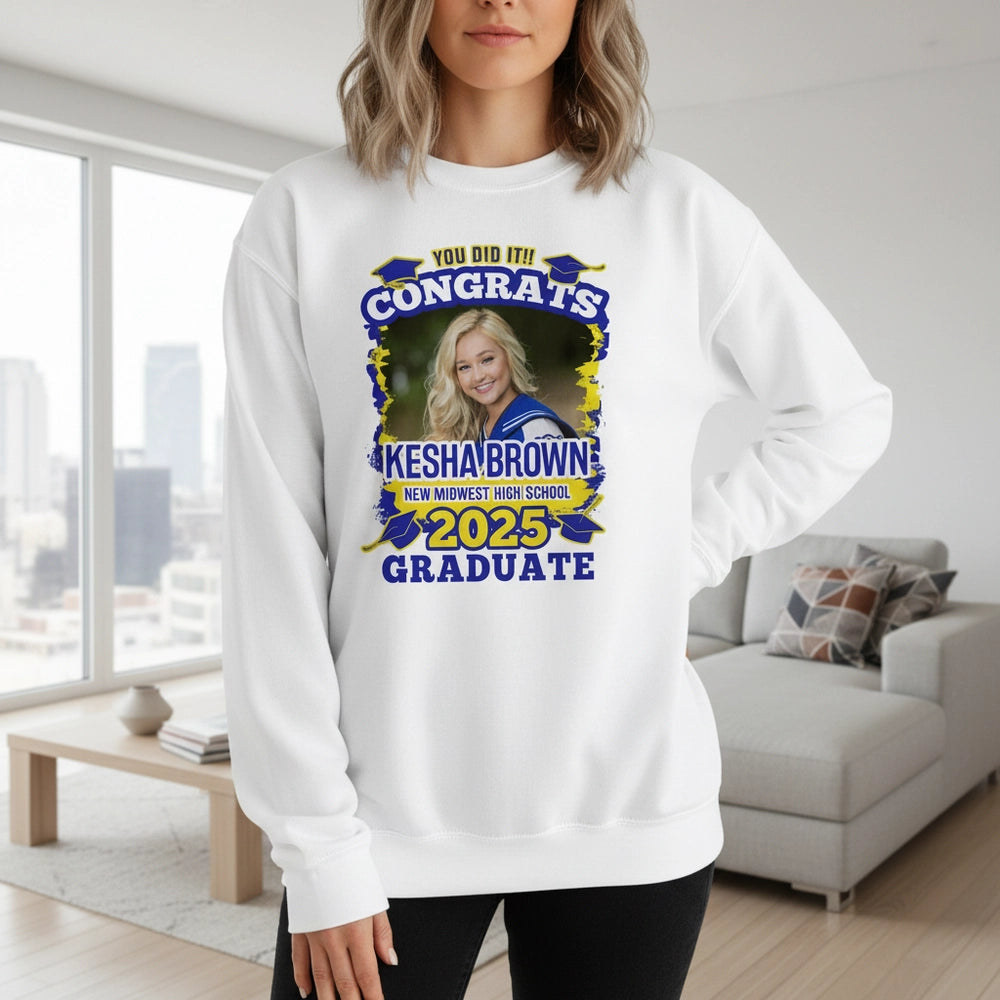 Custom Photo Upload Graduation Hoodie with Congrats Design main product photo