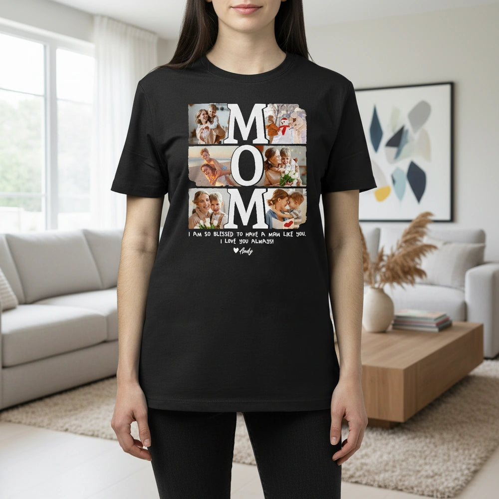 Custom Photo Upload T-Shirt with MOM Photo Collage Design main product photo