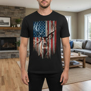 Custom Photo T-Shirt with Deer & American Flag main product photo