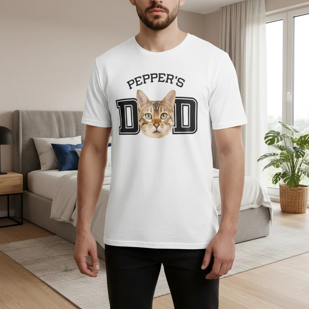 Custom Photo Upload T-Shirt with Cat Face DAD Design main product photo
