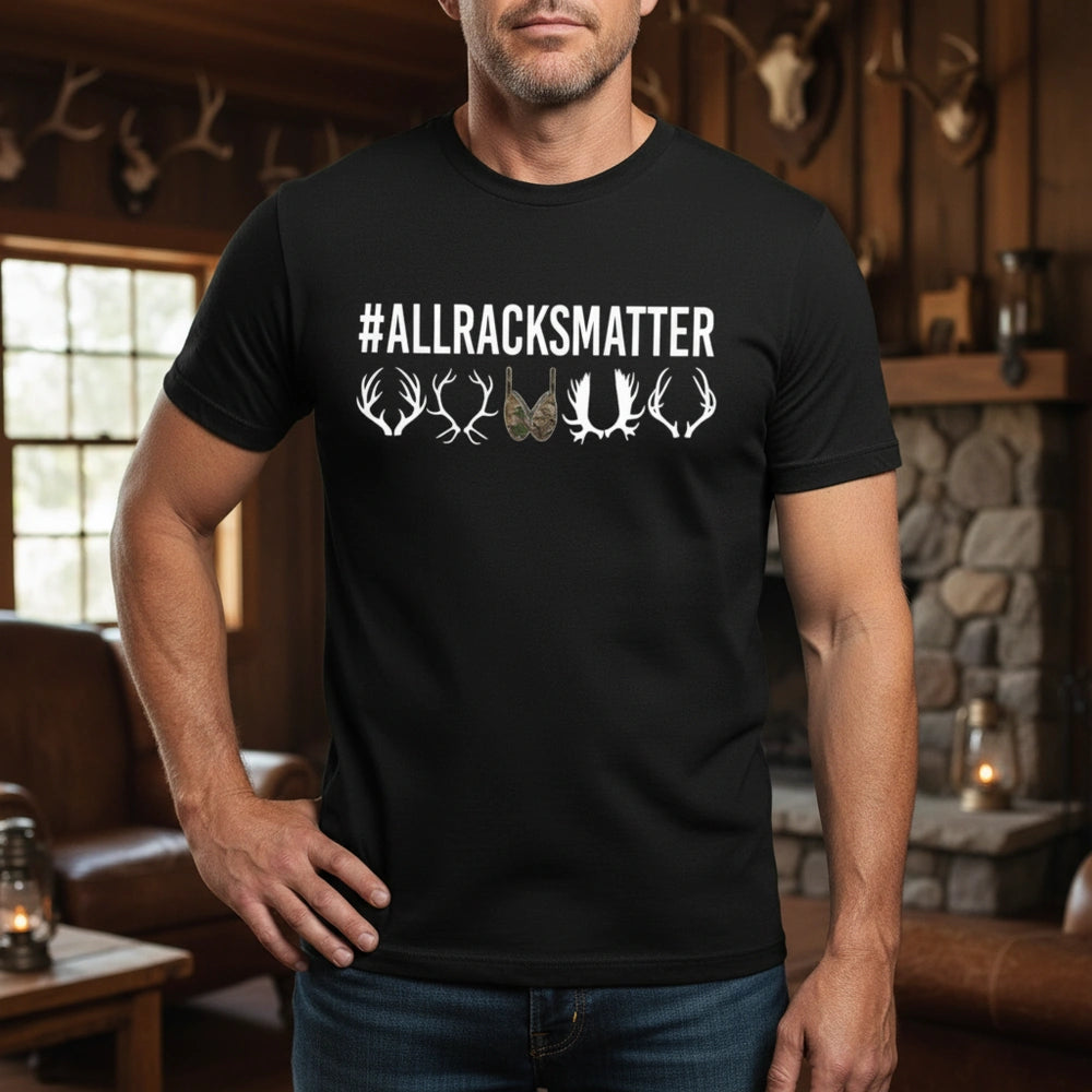 Custom Personalized T-Shirt with ALLRACKSMATTER and Deer Antlers main product photo