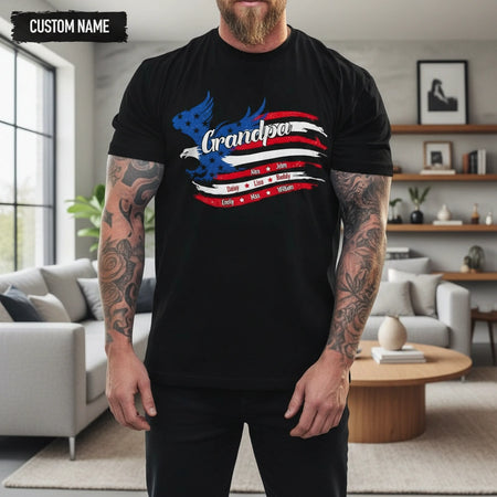 Custom Personalized T-Shirt with Eagle and American Flag main product photo