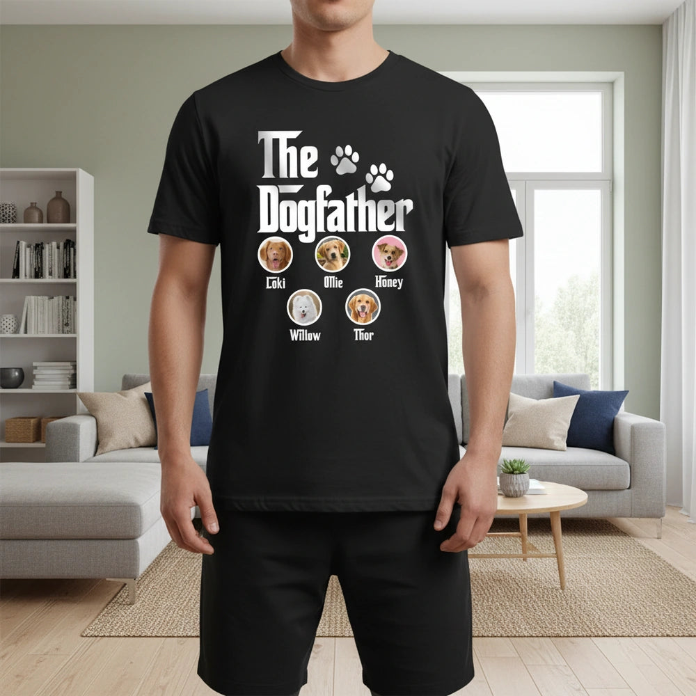 Custom Photo Upload The Dogfather T-Shirt with Paw Prints main product photo