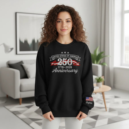 Custom Personalized USA 250th Anniversary Sweatshirt with American Flag main product photo
