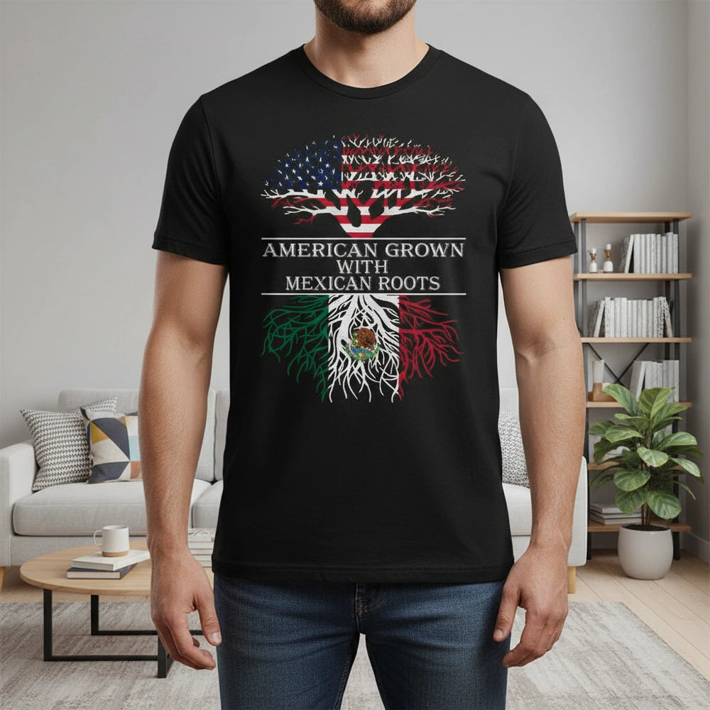 Custom Photo T-Shirt American Grown with Mexican Roots main product photo
